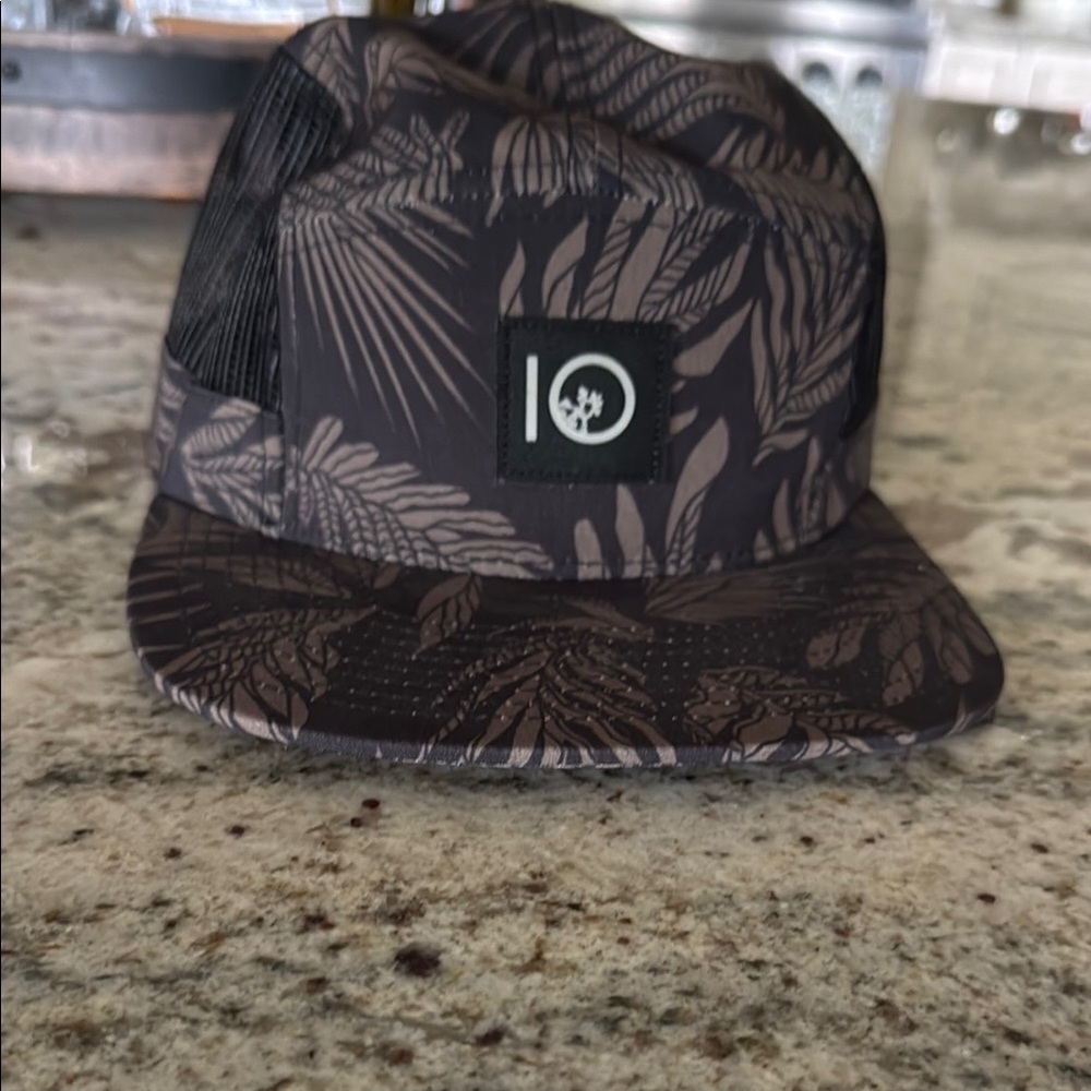tentree Black and Brown Hat with Tropical Pattern